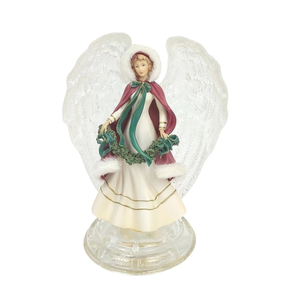 Bradford Exchange Gift of Peace Crystal Christmas Angel Figurine A3272 Red Cloak